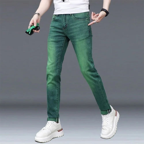 Spring and Autumn New Fashion Trend Straight Leg Stretch Green