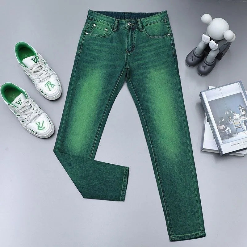 Spring and Autumn New Fashion Trend Straight Leg Stretch Green